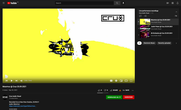 screengrab of Crux YouTube playlist
